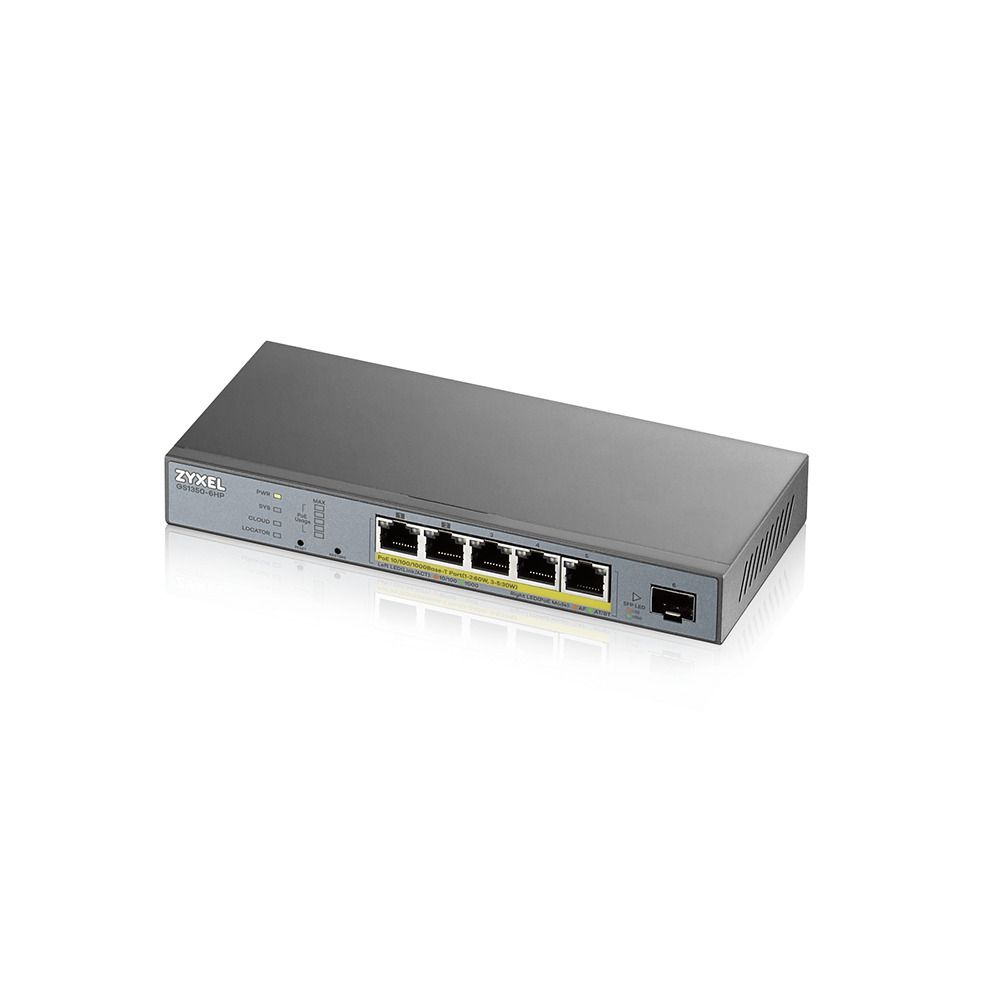 ZYXEL GS1350-6HP 6 Port managed CCTV PoE Switch long range 60W 802.3BT